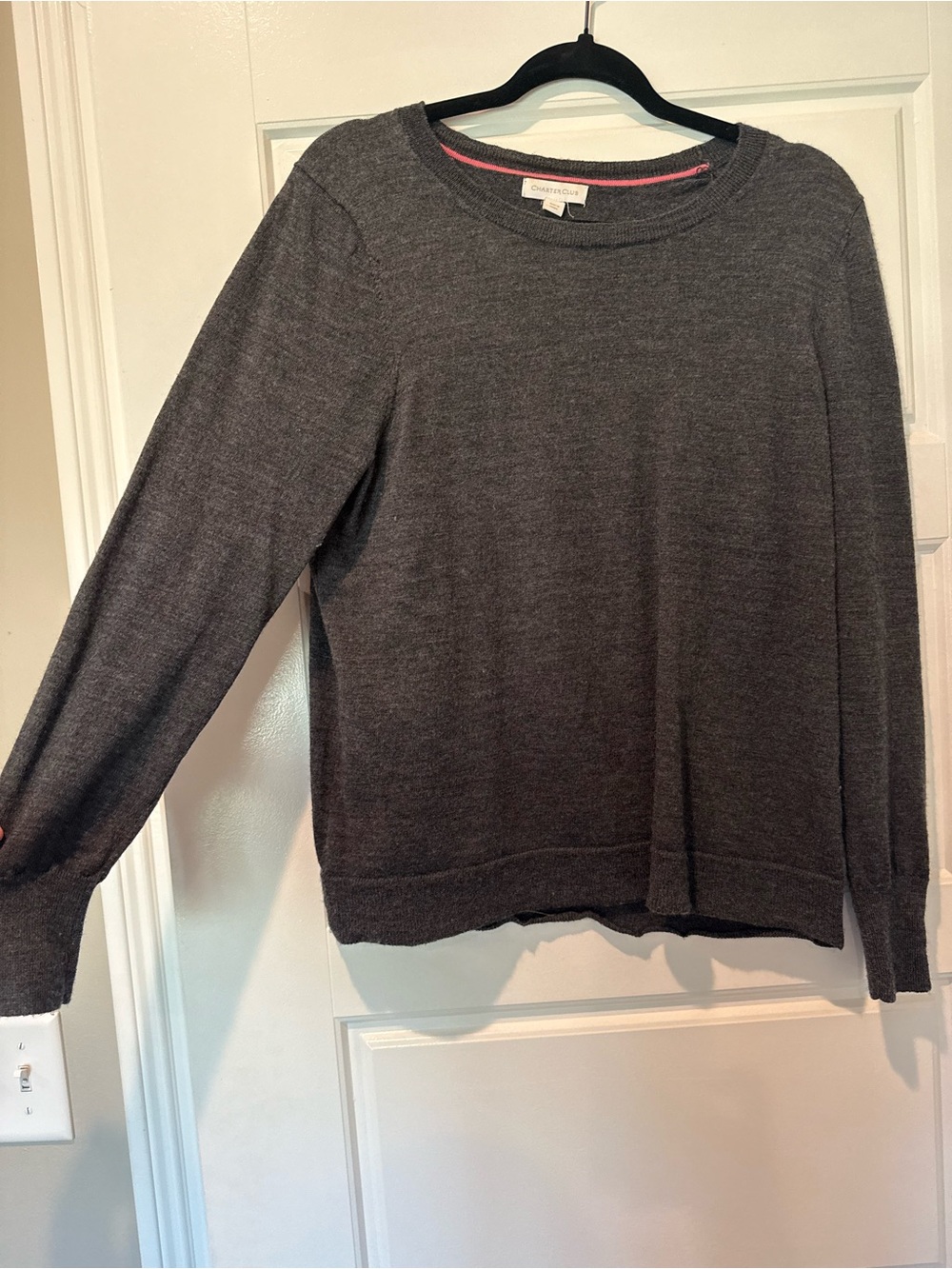 Charter Club Gray Scoopneck Knit Sweater